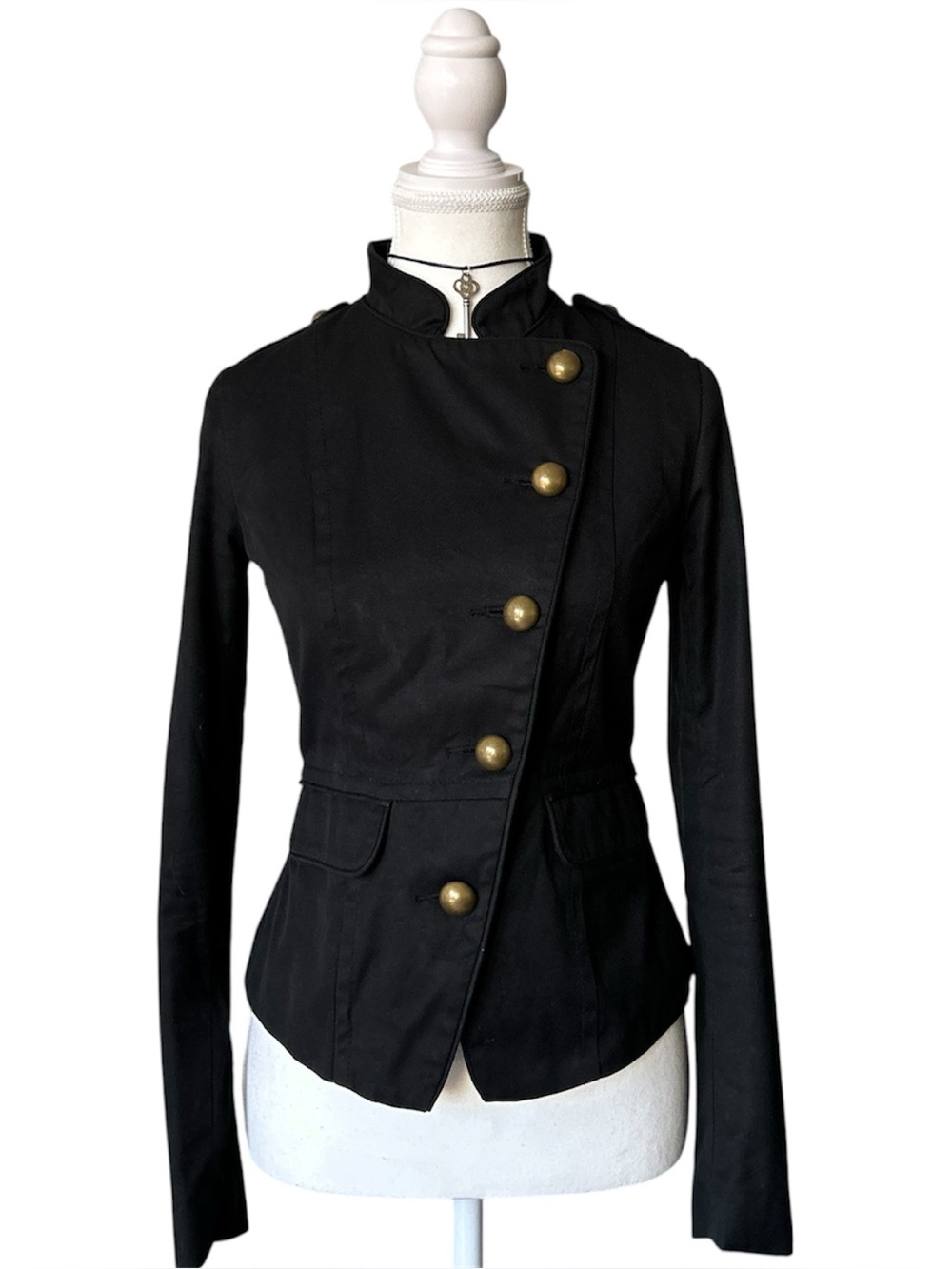 Y2K Grunge “H&M” Basic Black Asymmetrical Button up Jacket